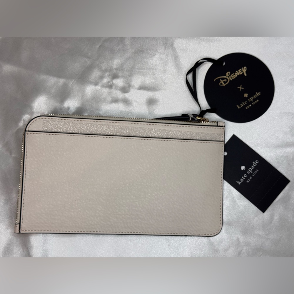 NWT Kate Spade New York X Disney Minnie Medium L-zip Cream Wristlet - Picture 7 of 8